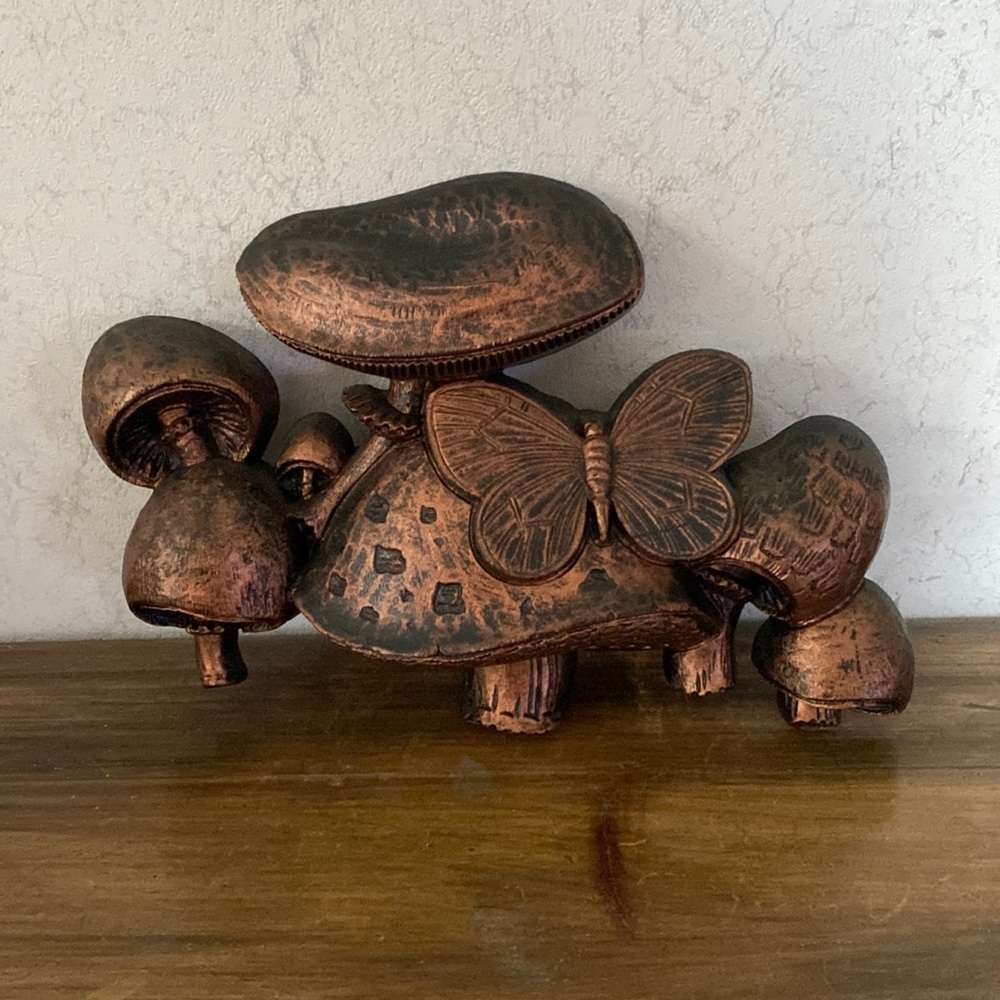 Vintage copper craft mushroom wall decor